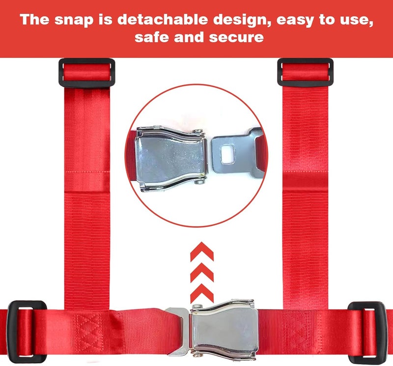 Yakitoko Universal 4 point Safety Harness Set 2" Fits Go Kart,UTV,ATV,Racing Red - Image 4